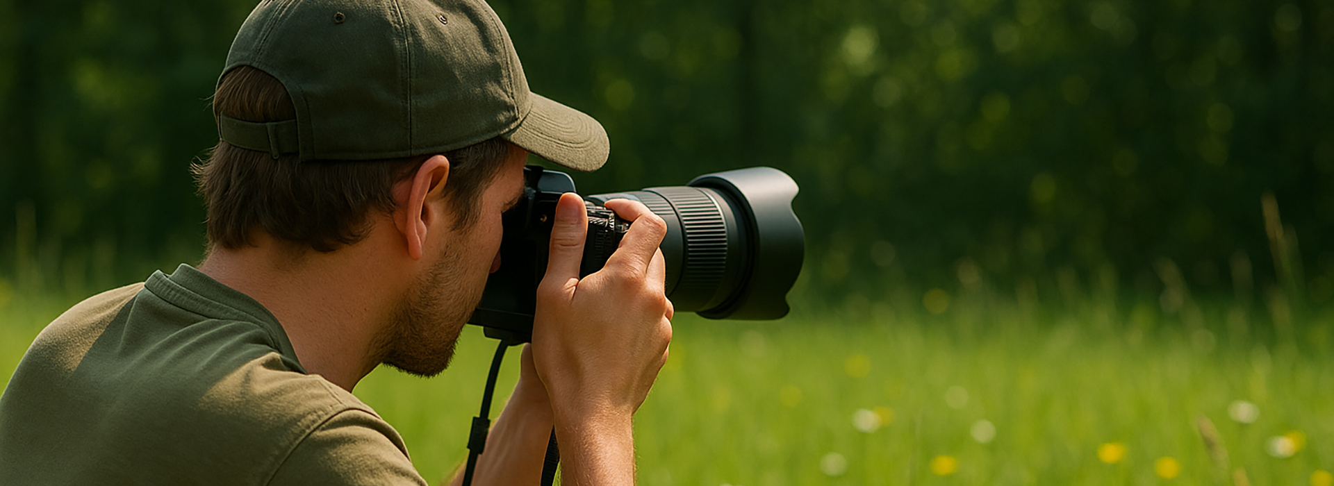 Person with camera taking picture of nature